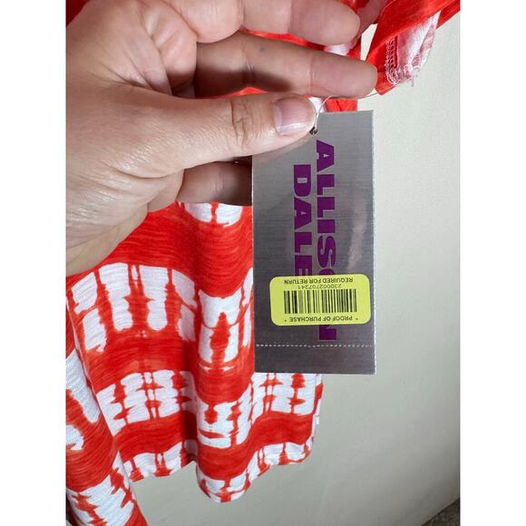 NWT Allison Daley Plus Size Top 1X Tie-Dye Short Sleeve Casual Coastal Tie Front - Picture 3 of 8